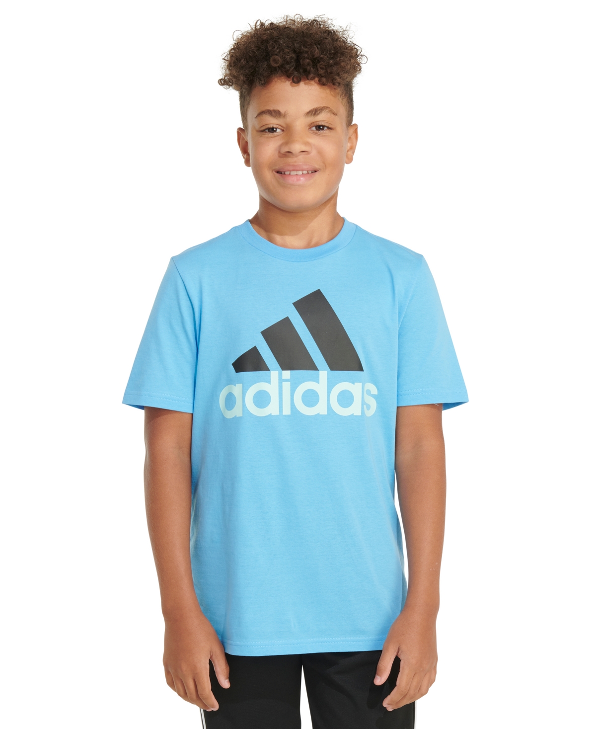 Shop Adidas Originals Big Boys Short Sleeve Two-color Logo T-shirt In Semi Blue Burst