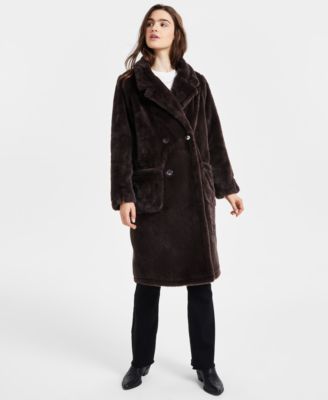 Juniors' Faux-Fur Double-Breasted Coat, Created for Macy's