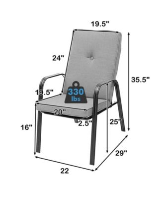 4 Patio Dining Stackable Chairs Set with High-Back Cushions