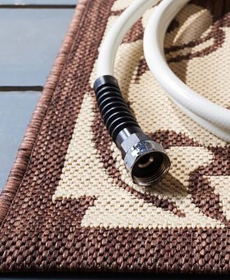 Courtyard Chocolate and Natural 5'3" x 7'7" Outdoor Area Rug