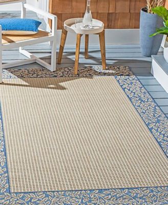 Courtyard CY0727 Natural and Blue 8' x 11' Outdoor Area Rug