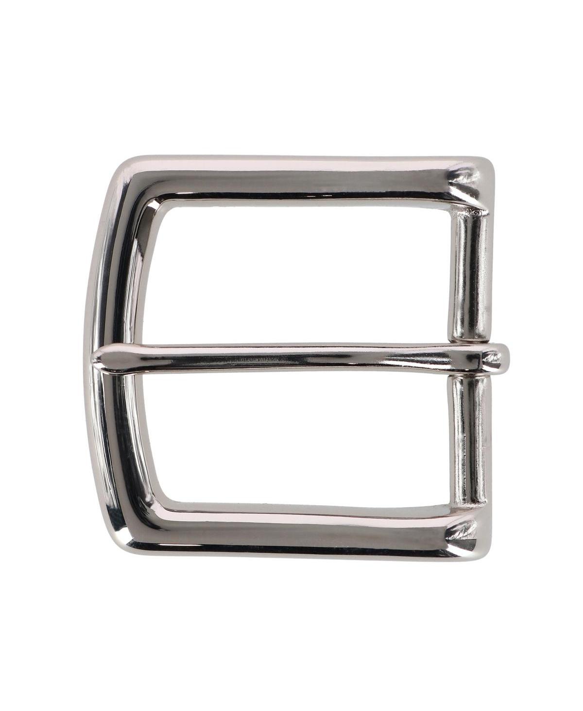 Men's 38mm Solid Brass Single Pronged Polished Silver Buckle - Silver