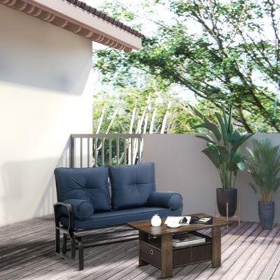 Outdoor Rocking Loveseat, Patio Glider Bench, Cushions, Pillows,