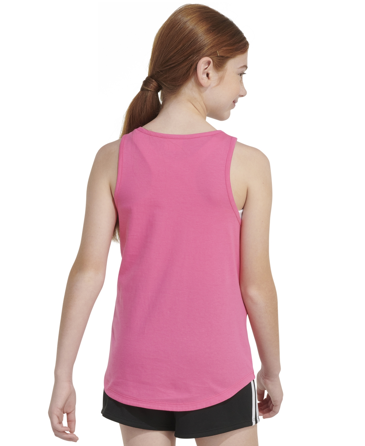 adidas Big Girls Sleeveless Curved-Hem Cotton Logo TankTop