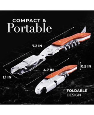 Double Hinged Corkscrew Wine Opener with Foil Cutter & Cap Remover