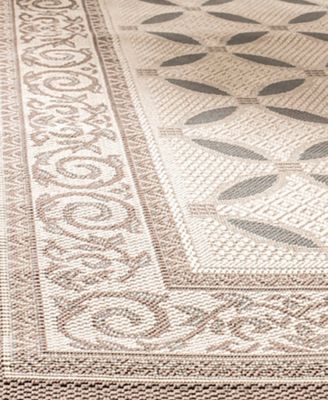 Courtyard CY7107 Beige and Dark Beige 5'3" x 7'7" Outdoor Area Rug