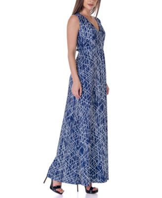 Green V Neck Empire Waist Sleeveless Maxi Dress