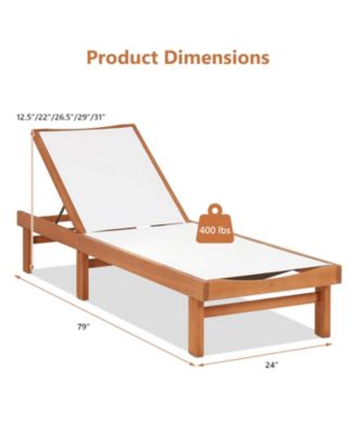 SUGIFT Outdoor Wood Chaise Lounge Chair with 5-Postion Adjustable Back