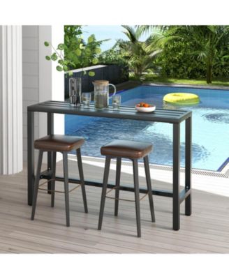 55 Inch Outdoor Bar Table with Waterproof Top and Heavy-duty Metal Frame