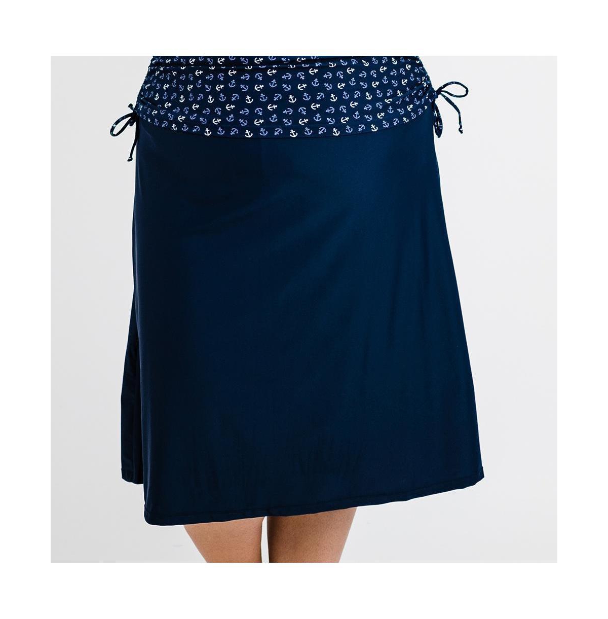 Plus Size Long Swim Skort - Navy