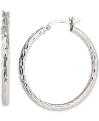 2-Pc. Set Textured Medium Hoop Earrings & Matching Bangle Bracelet in Sterling Silver, Created for Macy's