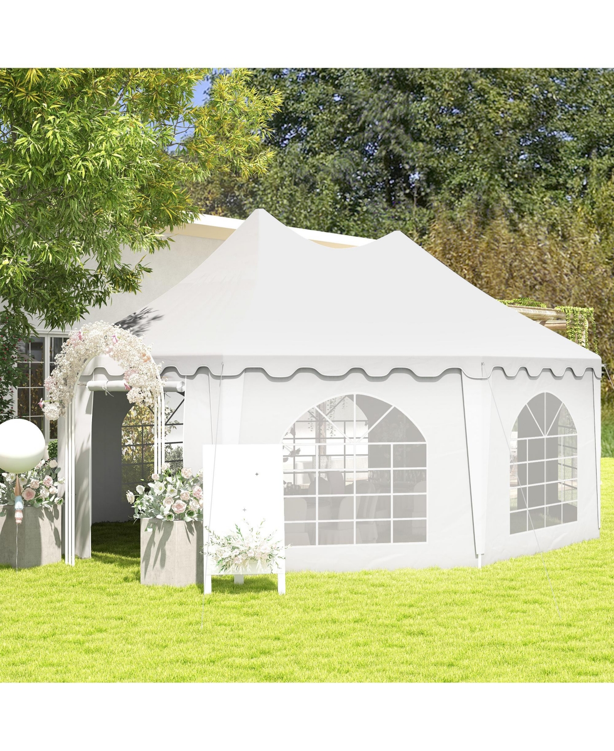 22.3' x 16.4' Large Party Tent Canopy Shelter with Carrying Bags - White