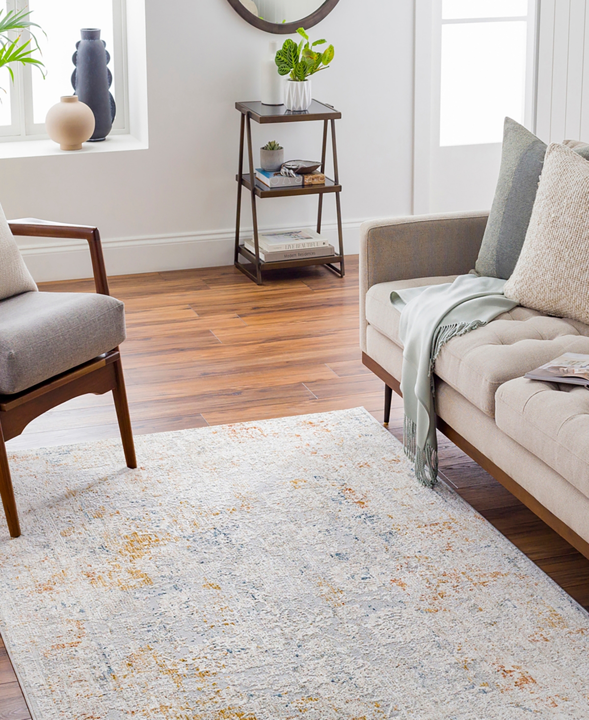 Surya Carmel Crl-2305 5'x7'3 Area Rug In Silver