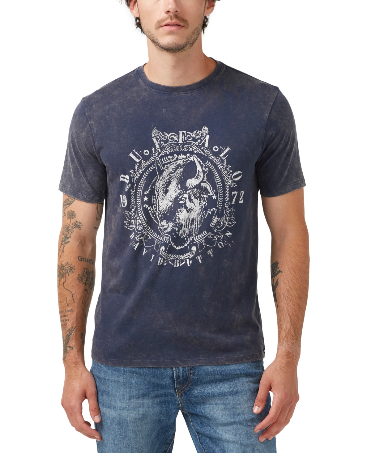 Buffalo David Bitton Buffalo Men's Tabbet Men's Graphic T-shirt In Blue In Midnight Blue