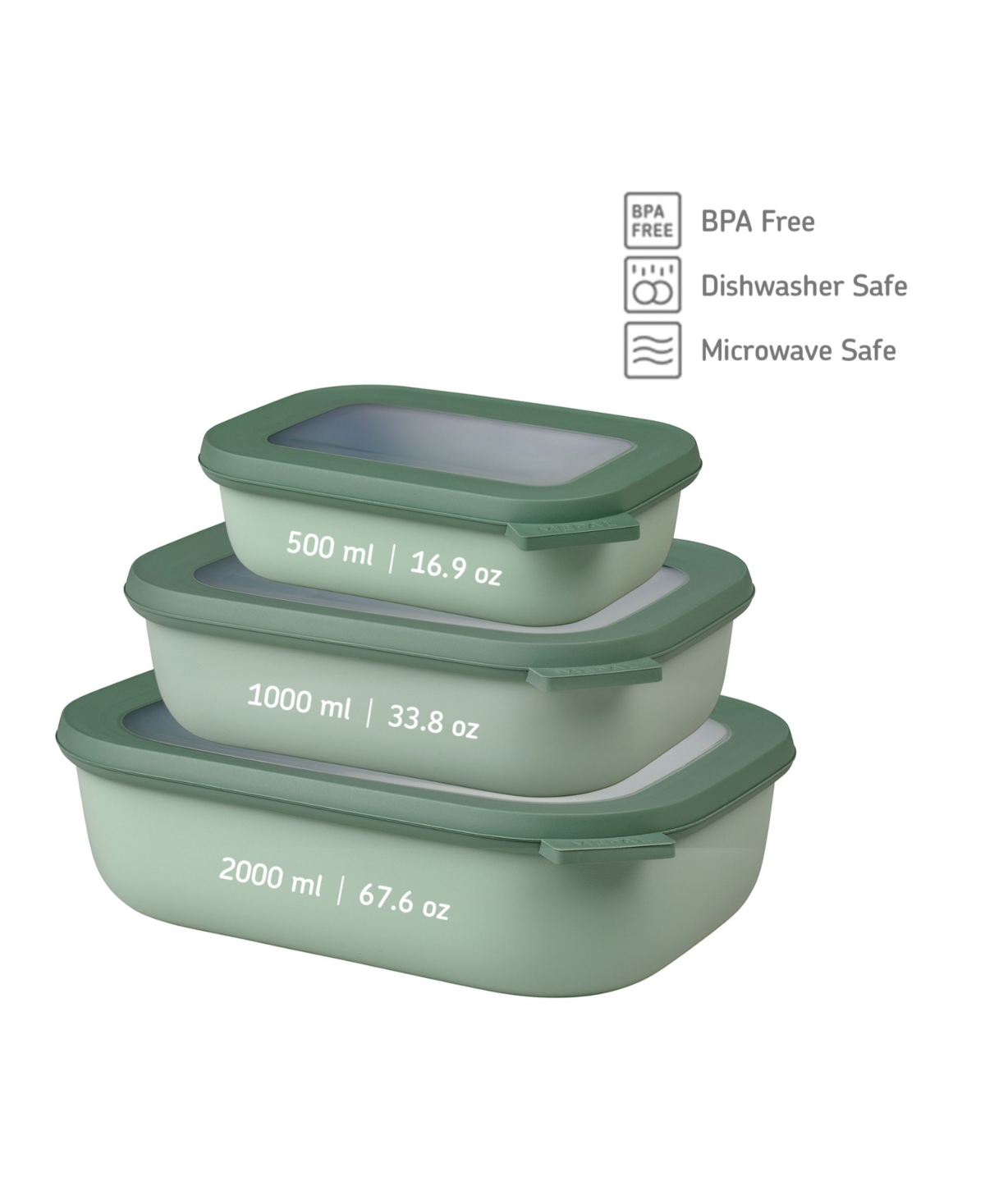 Shop Mepal Cirqula 3pc. Rectangular Shallow Multi Bowl Set In Green