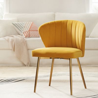 Aruna Velvet Side Chair with Metal Legs