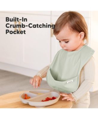 3-Pack Waterproof Baby Bibs for Eating, Lightweight, Mess Proof Toddler Bibs with Food Catcher