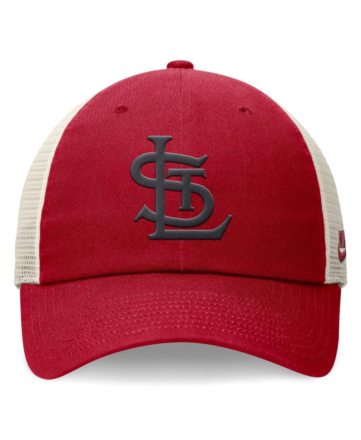 Nike Men's Red St. Louis Cardinals Evergreen Wordmark Trucker Adjustable Hat In Gyredwhite