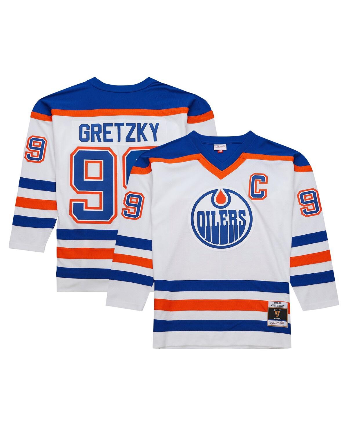 Mitchell Ness Men's Wayne Gretzky White Edmonton Oilers 1986/87 Blue Line Player Jersey - White