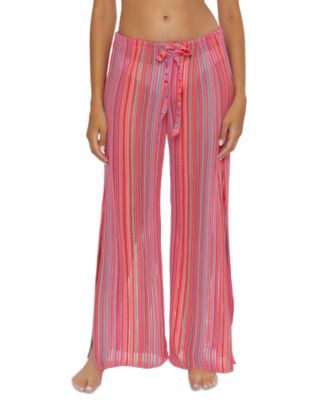Becca - Women's Seaside Striped Crochet Cover Up Pants