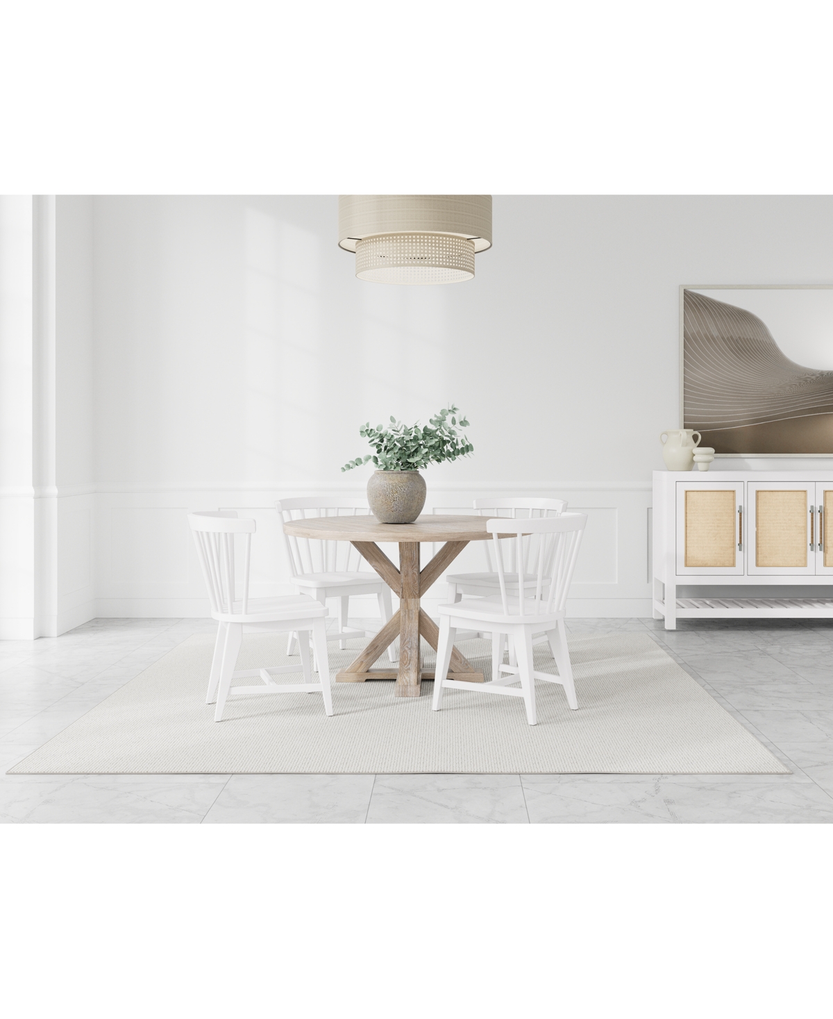 Catriona 5pc Dining Set (Round Dining Table & 4 Wood Side Chairs)