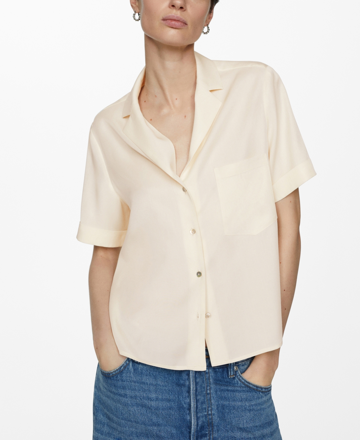 Shop Mango Women's 100% Lyocell T-shirt In White