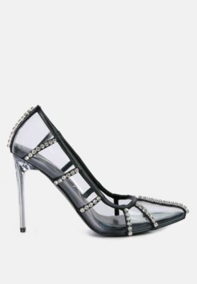 Women's Diamante Clear Stiletto Heel Pumps