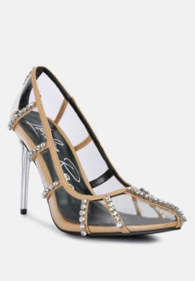 Women's Diamante Clear Stiletto Heel Pumps