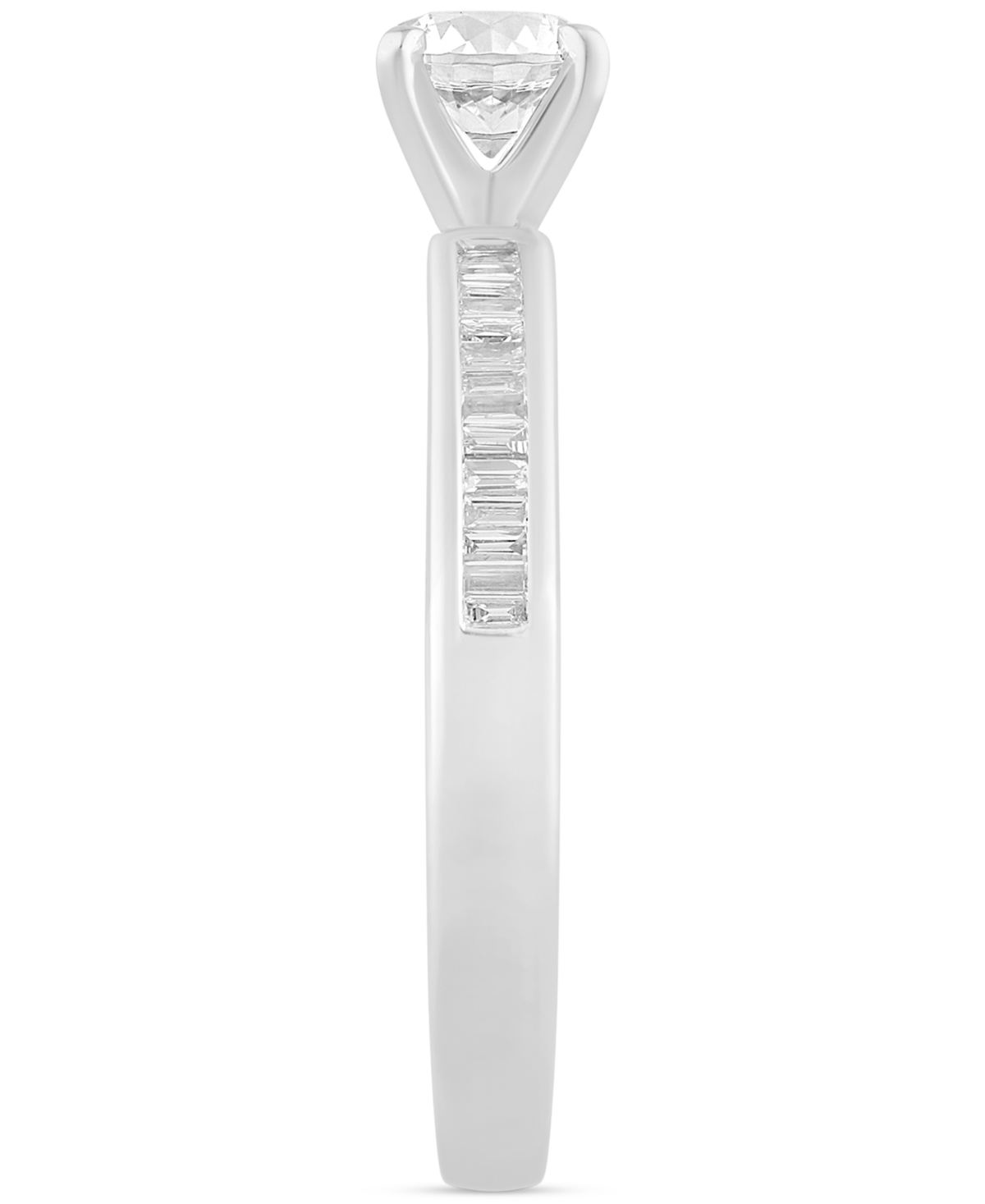 Macy's Diamond Round & Baguette Engagement Ring (3/4 Ct. T.w.) In 14k White Gold In White Gold