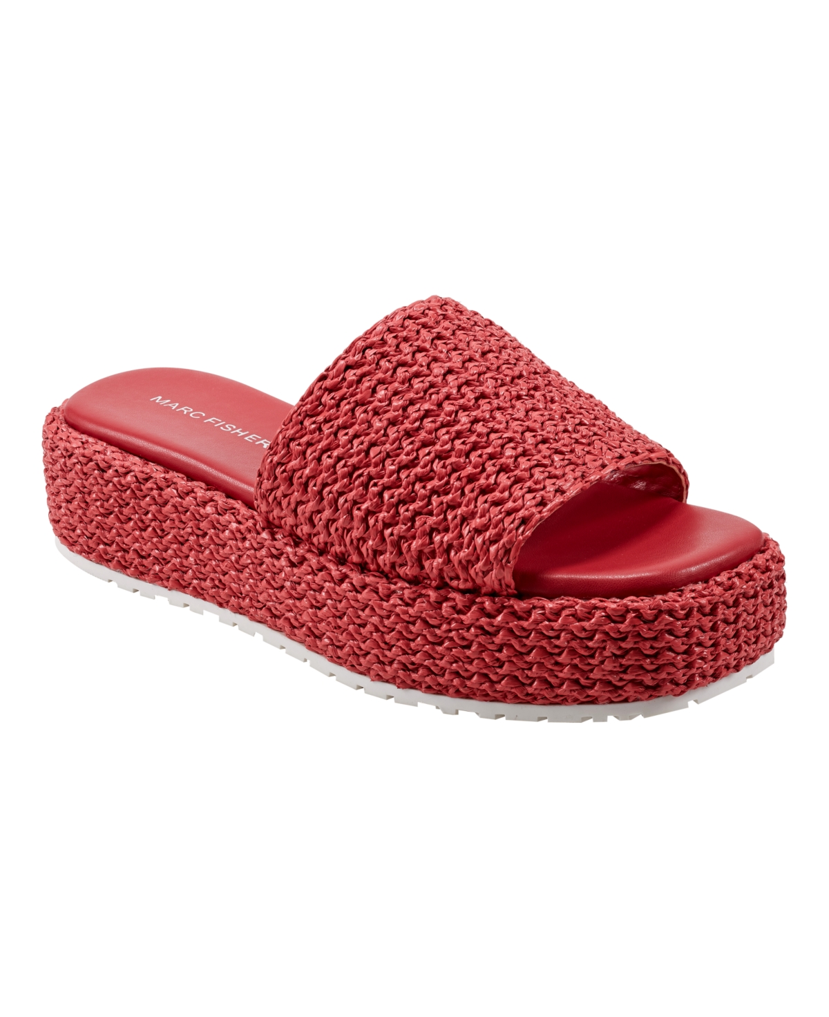 Shop Marc Fisher Women's Pais Slip-on Square Toe Casual Sandals In Md Red