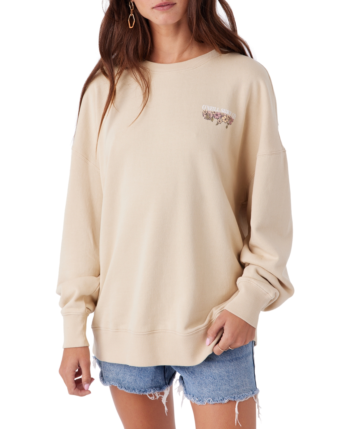 Juniors' Choice Oversized-Fit Graphic Sweatshirt - True Khaki