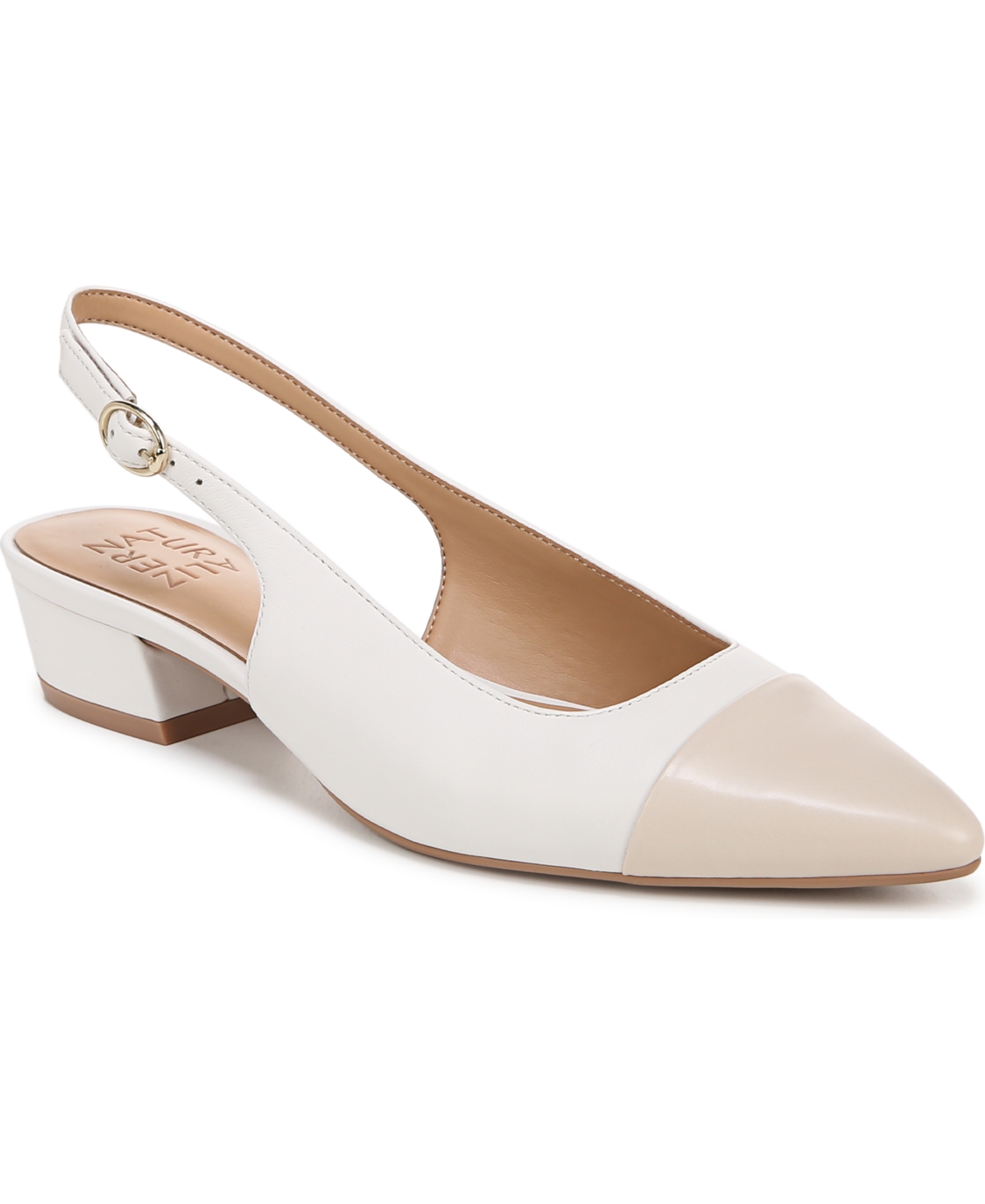 Naturalizer Banks Pointed Toe Slingback Pump In Warm White Leather,porcelain Faux Leathe