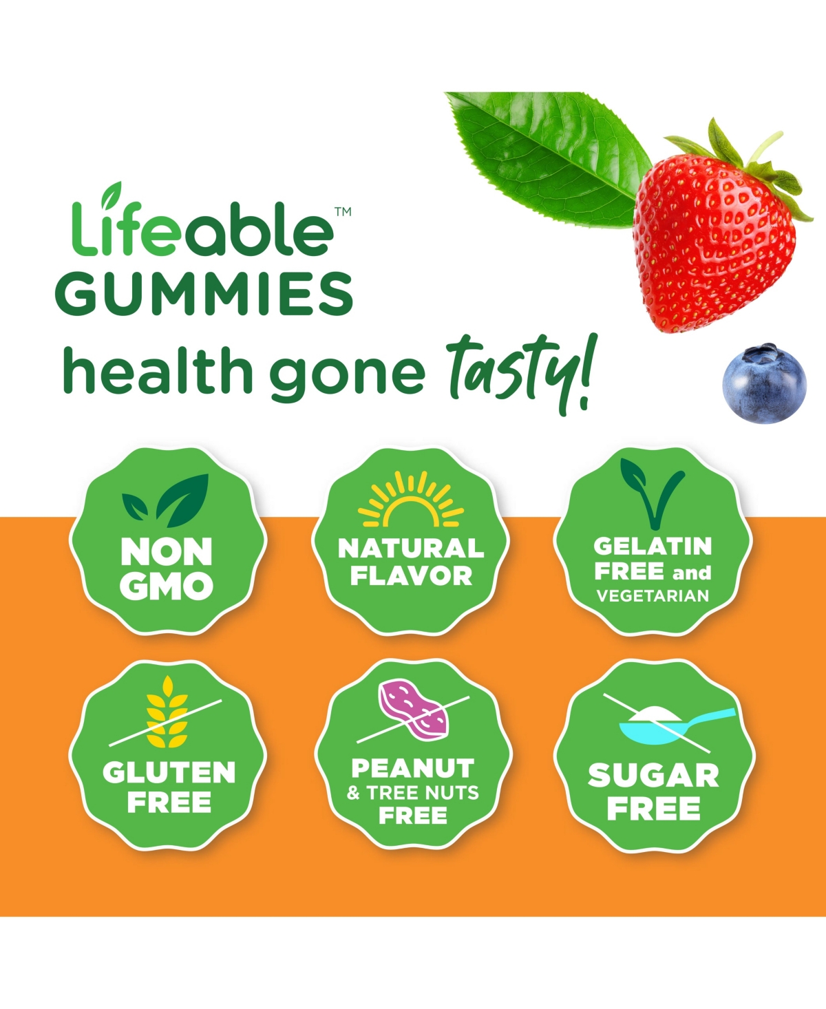 Lifeable Sugar Free Probiotics with Prebiotics Fiber for Kids - Digestive And Immune - Great Tasting Natural Flavor, Supplement Vitamins - Gummies