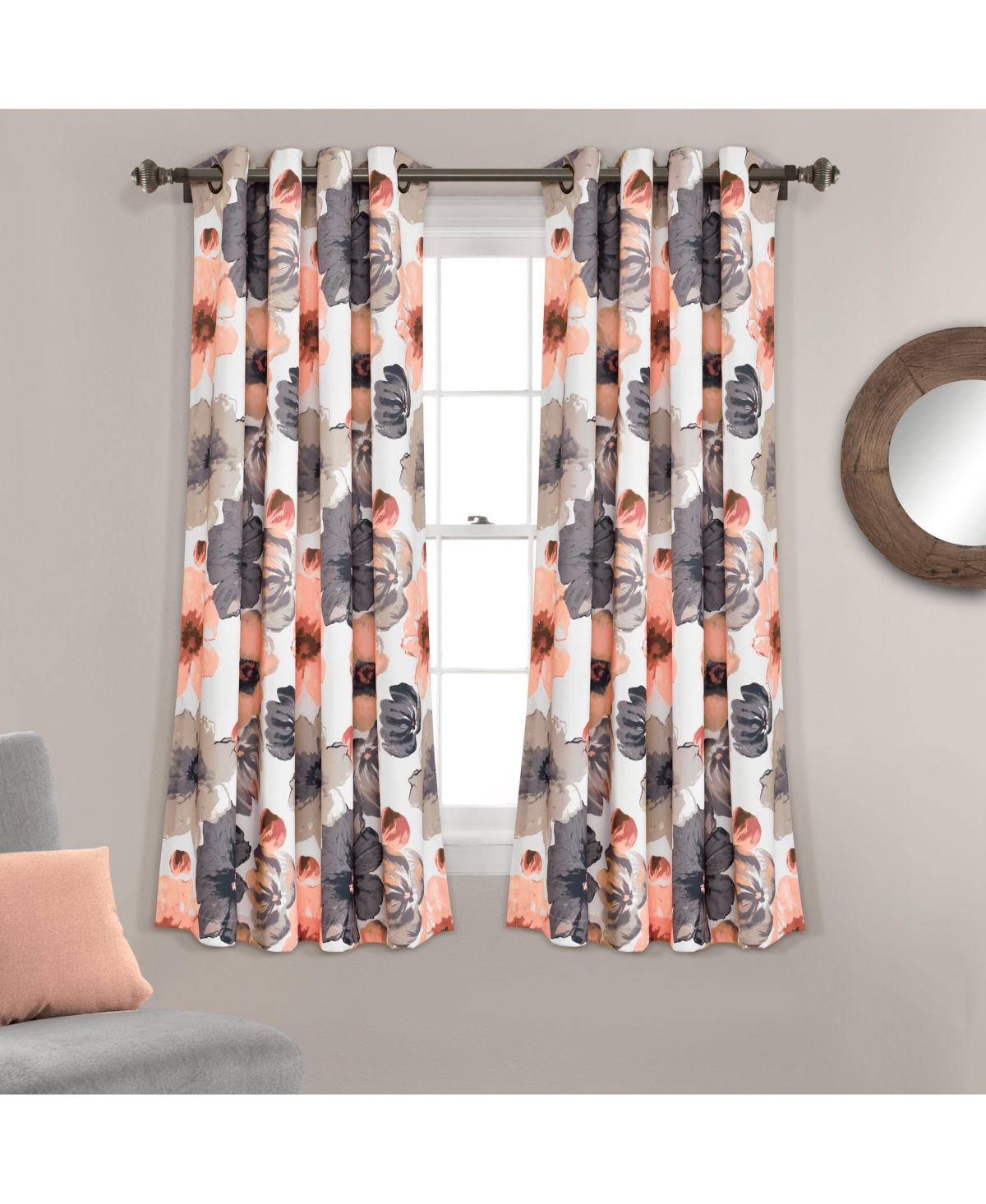 Leah Light Filtering Window Curtain Panels - Coral