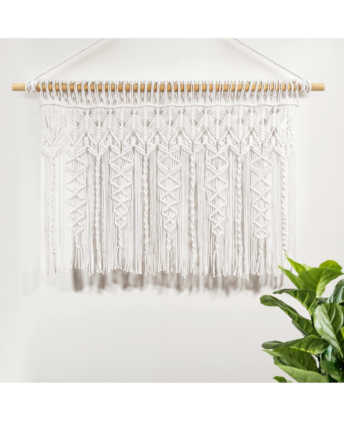 Lush Decor Boho Macrame Textured Cotton Valance/Kitchen Curtain/Wall Decor