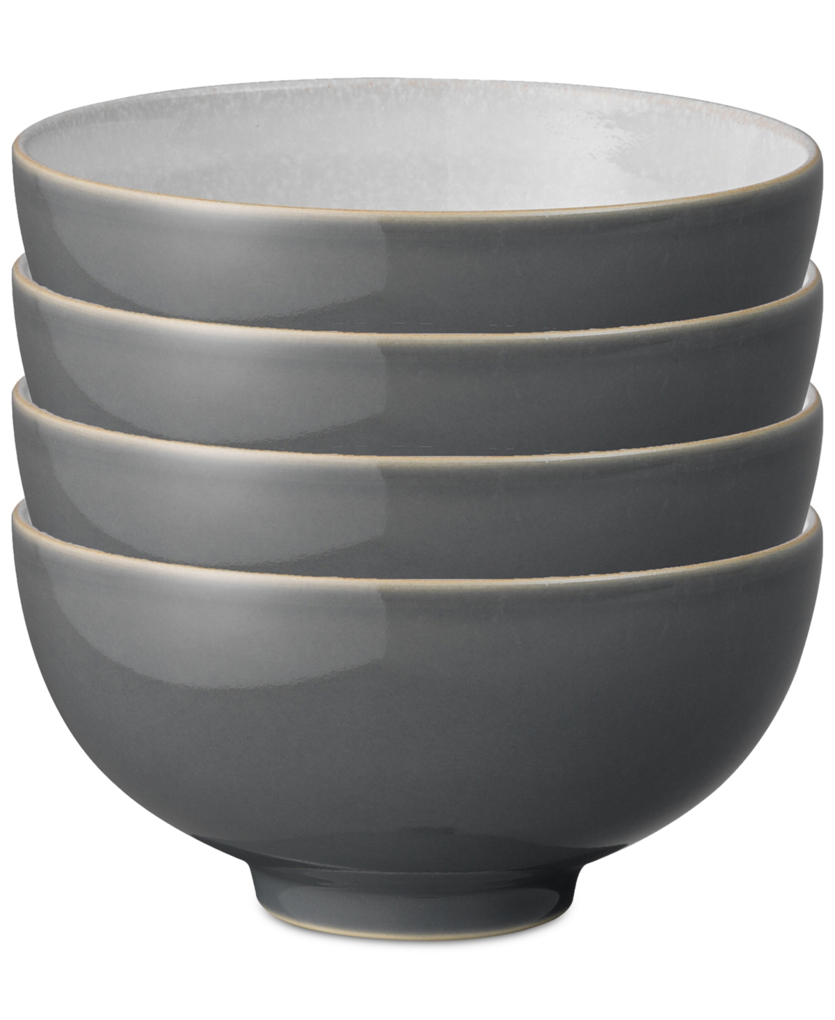 Elements Collection Stoneware Rice Bowls, Set of 4 - Dark Grey