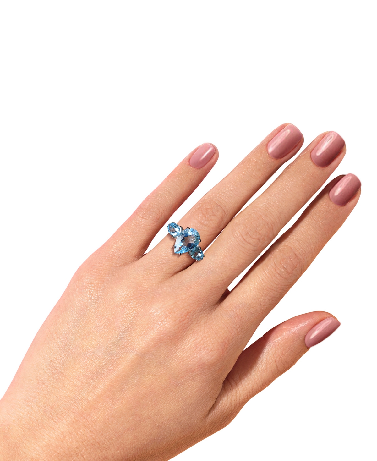 Macy's Sky Blue Topaz Multi-pear Shape Statement Ring (9-1/2 Ct. T.w.) In Sterling Silver In Sky Blue Topaz