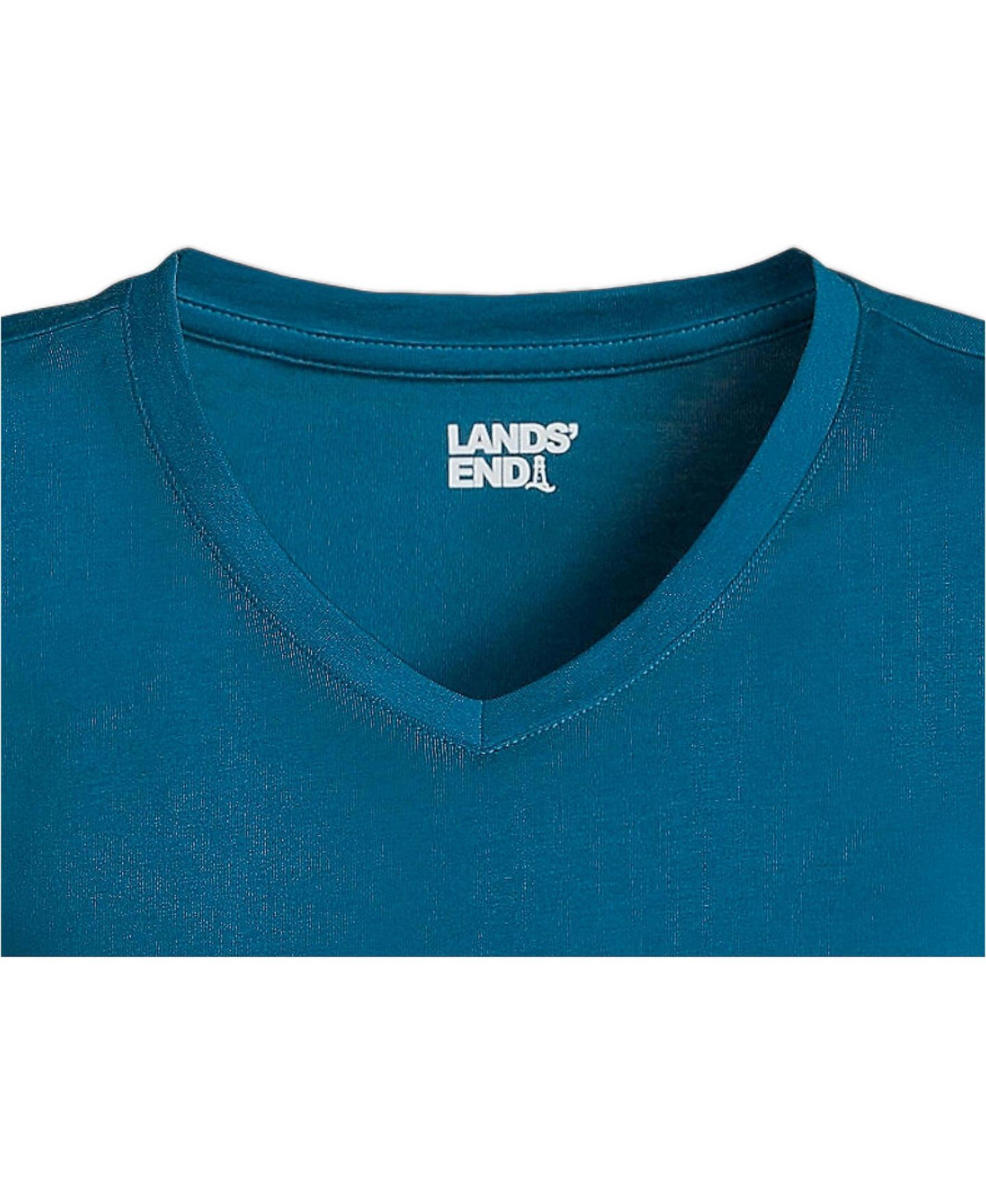 Женская футболка Lands' End Plus Size Relaxed Supima Cotton V-Neck, цвет: Бирюзовый — фото 3