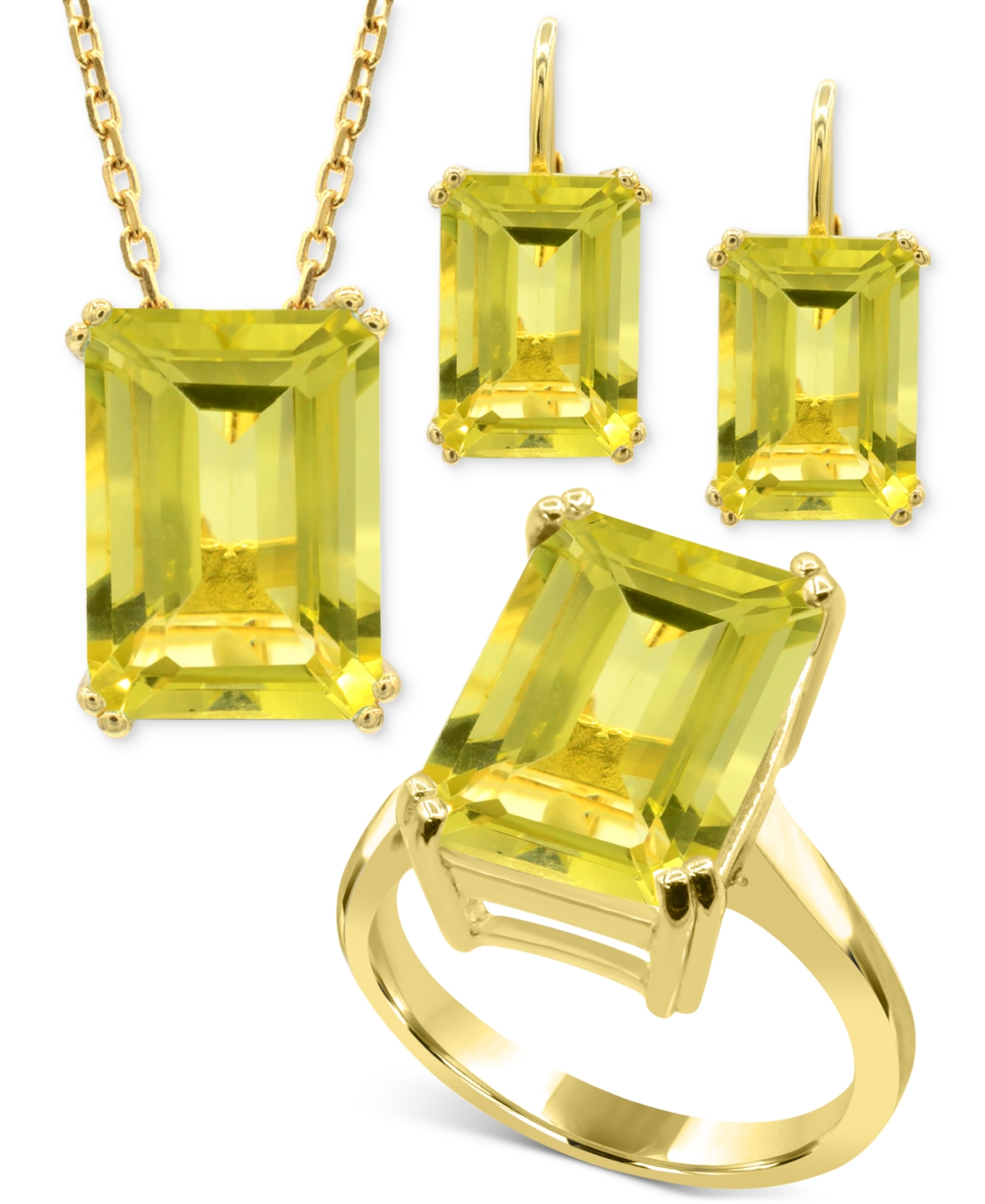 Green Quartz Emerald-Cut Statement Ring (6-7/8 ct. t.w.) in 14k Gold-Plated Sterling Silver (Also  - Lime Quartz