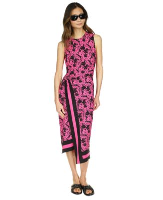 (4p. pack) Orange/Fuchsia Printed Sleeveless Midi Dress - V8 main image 0