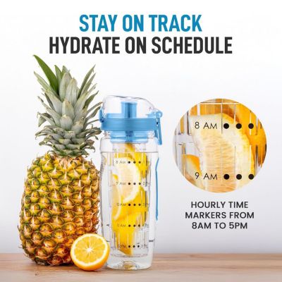 34oz Leakproof Fruit Infuser Water Bottle with Full Length Infusion Rod