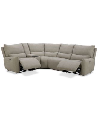 Olper 5-Pc. Fabric Zero Wall Sectional Sofa with Two Power Motion Pieces & Console, Created for Macy's