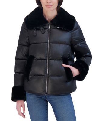 Laundry by Shelli Segal - Women's Shine Faux-Fur-Trim Puffer Jacket