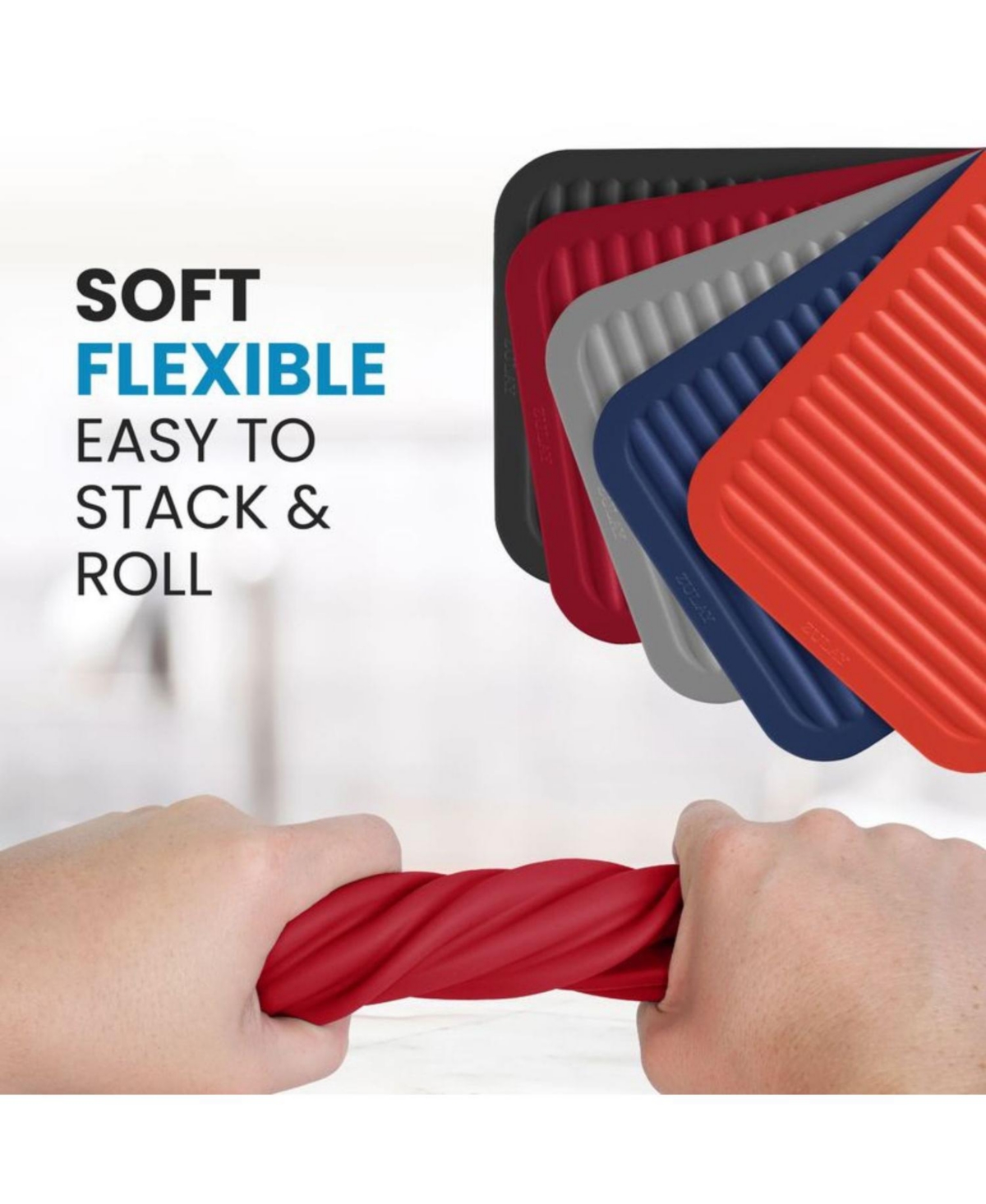 Zulay Kitchen Silicone Trivets for Hot Pots and Pans - Multi-Purpose & Versatile Trivet Mat