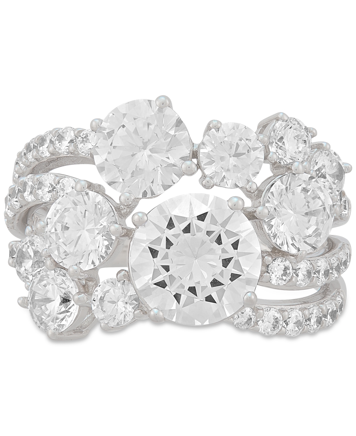 Shop Arabella Cubic Zirconia Cluster Statement Ring In Sterling Silver