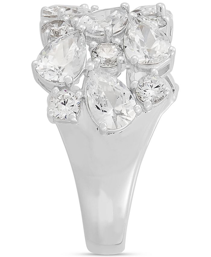 Arabella Cubic Zirconia Mixed Cut Cluster Statement Ring in Sterling
