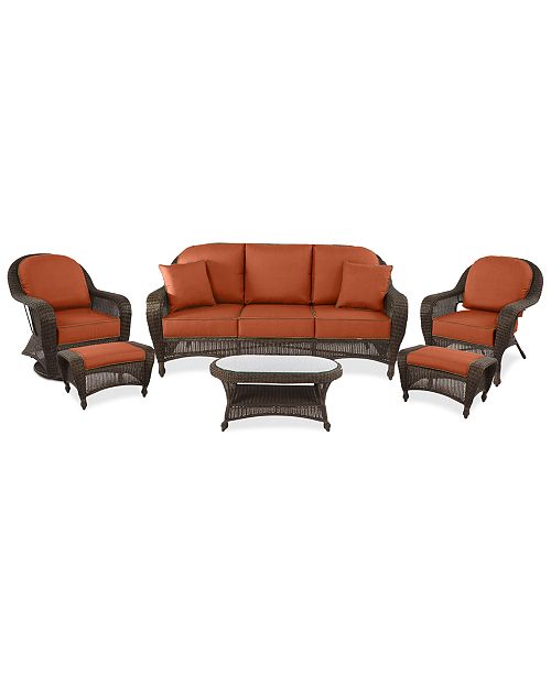 Furniture Monterey Outdoor Wicker 6 Pc Seating Set 1 Sofa 1