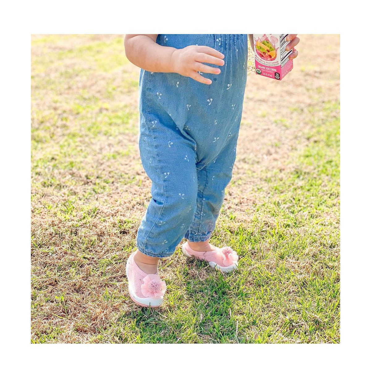 Детские Komuello Infant Girl Breathable Washable Non-Slip Sock Shoes Flat - Pompom Flower Pink — фото 7