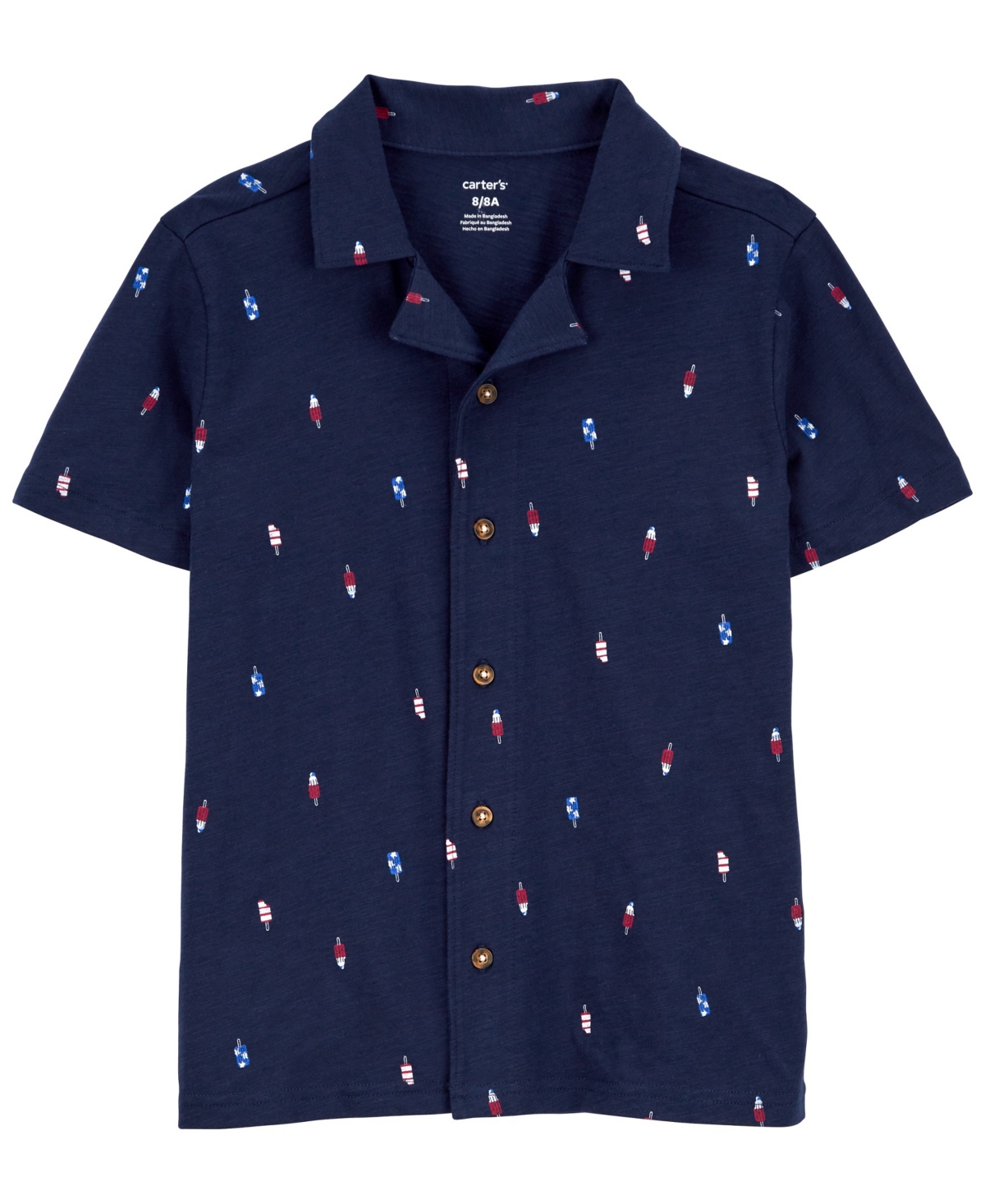 Shop Carter's Big Boys Popsicle Button Front Shirt In Navy