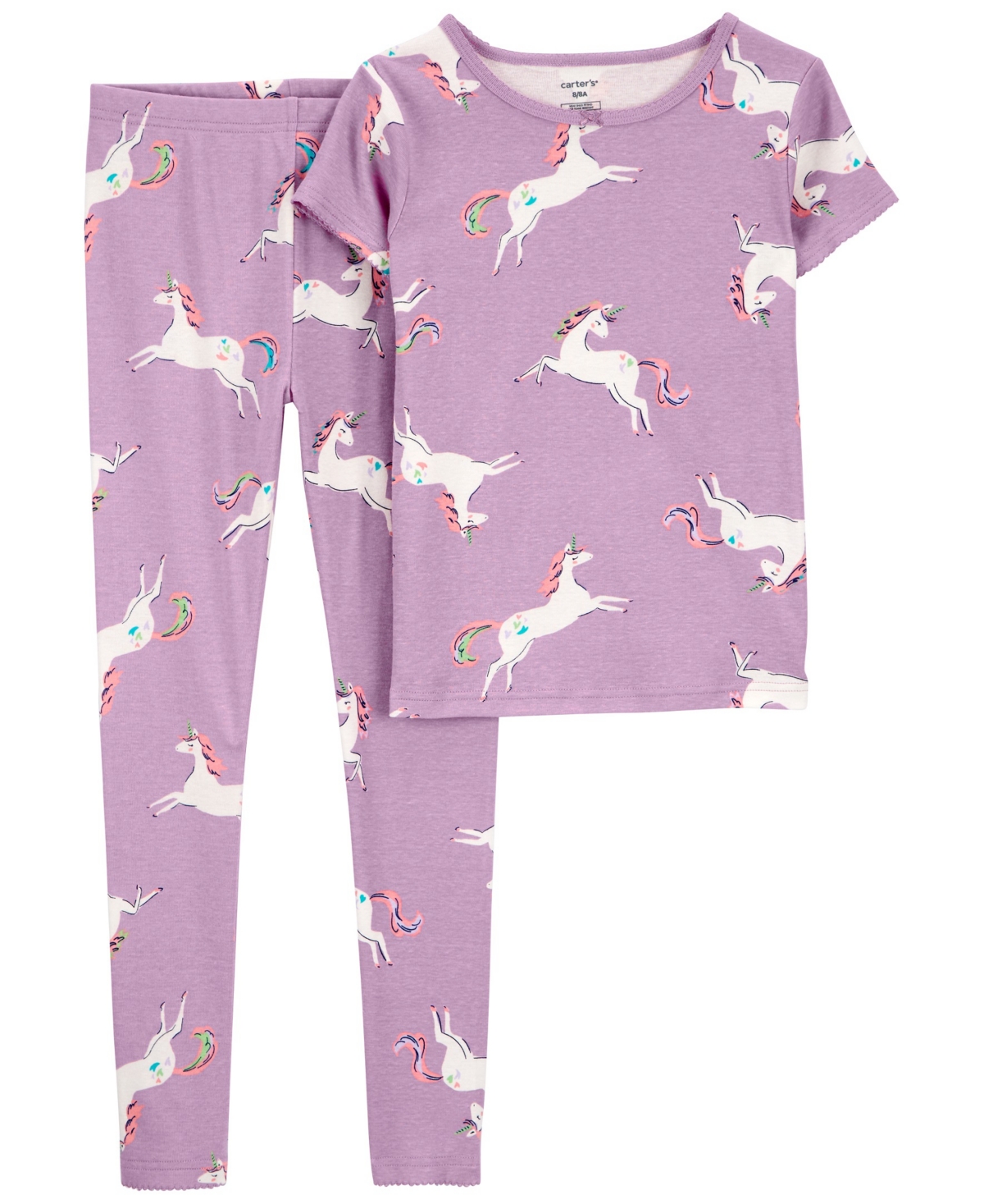 Shop Carter's Big Girls 2 Piece Unicorn 100% Snug Fit Cotton Pajamas In Multi